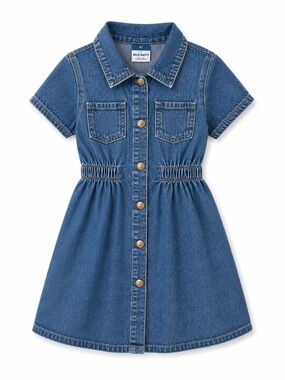 Old Navy Girls Denim Shirt Dress 4T Button Front Chambray Dress